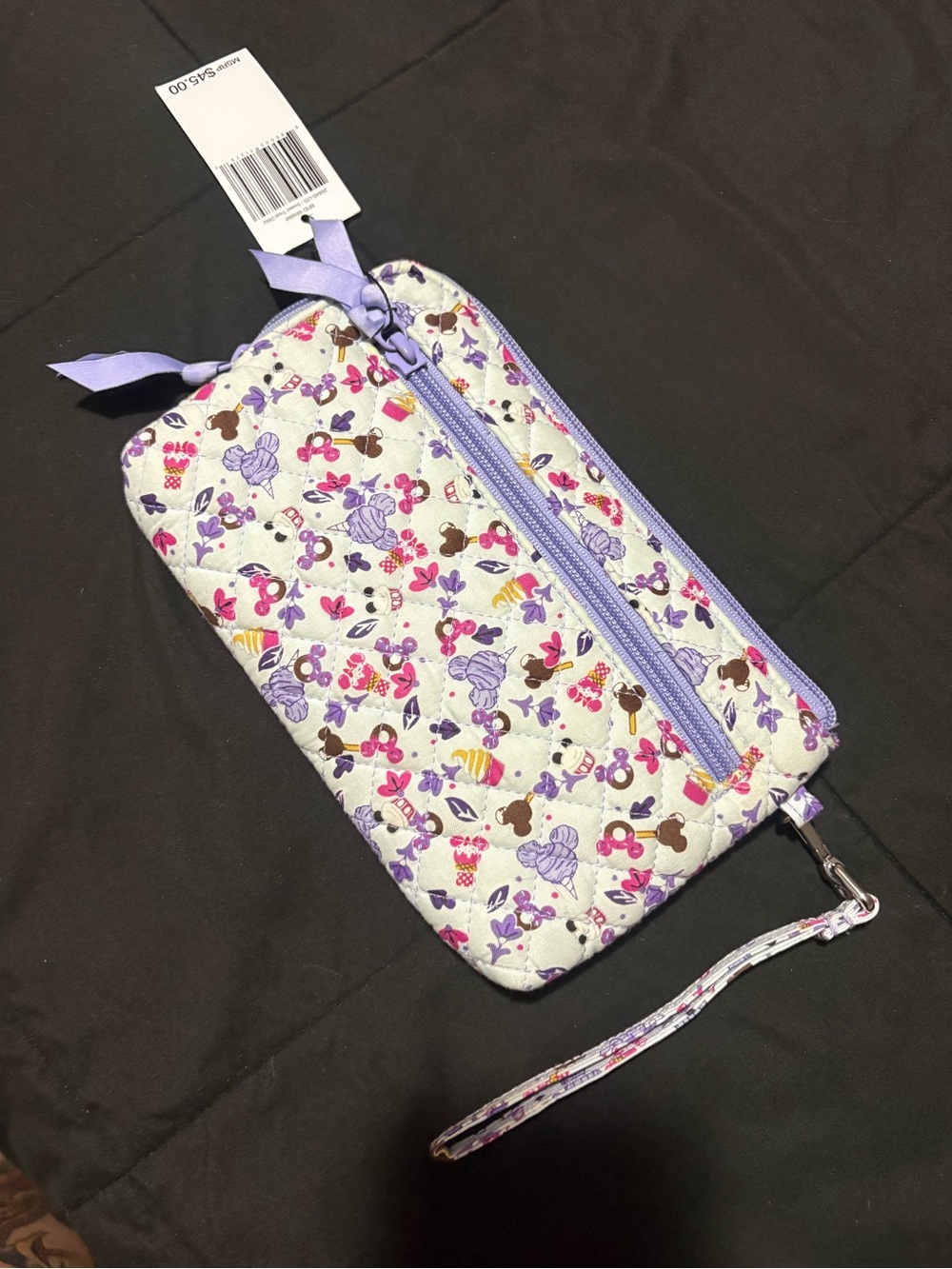 Kids Wristlet Wallet in Purple Floral Pattern